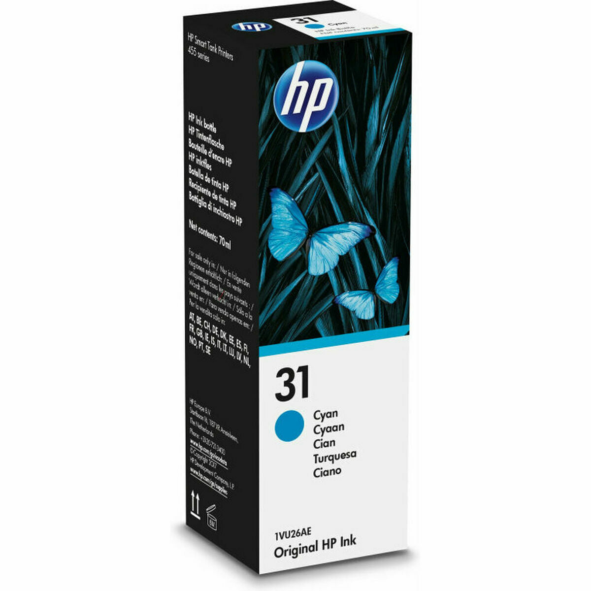 Encre pour Recharger des Cartouches HP 31 70-ml Cyan Original Ink Bottle Cyan