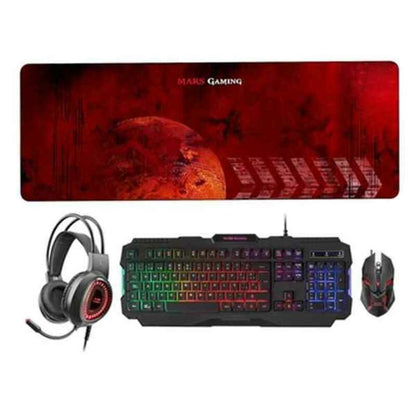 clavier et souris Mars Gaming MCPRGB2ES Noir Espagnol Qwerty (ES)