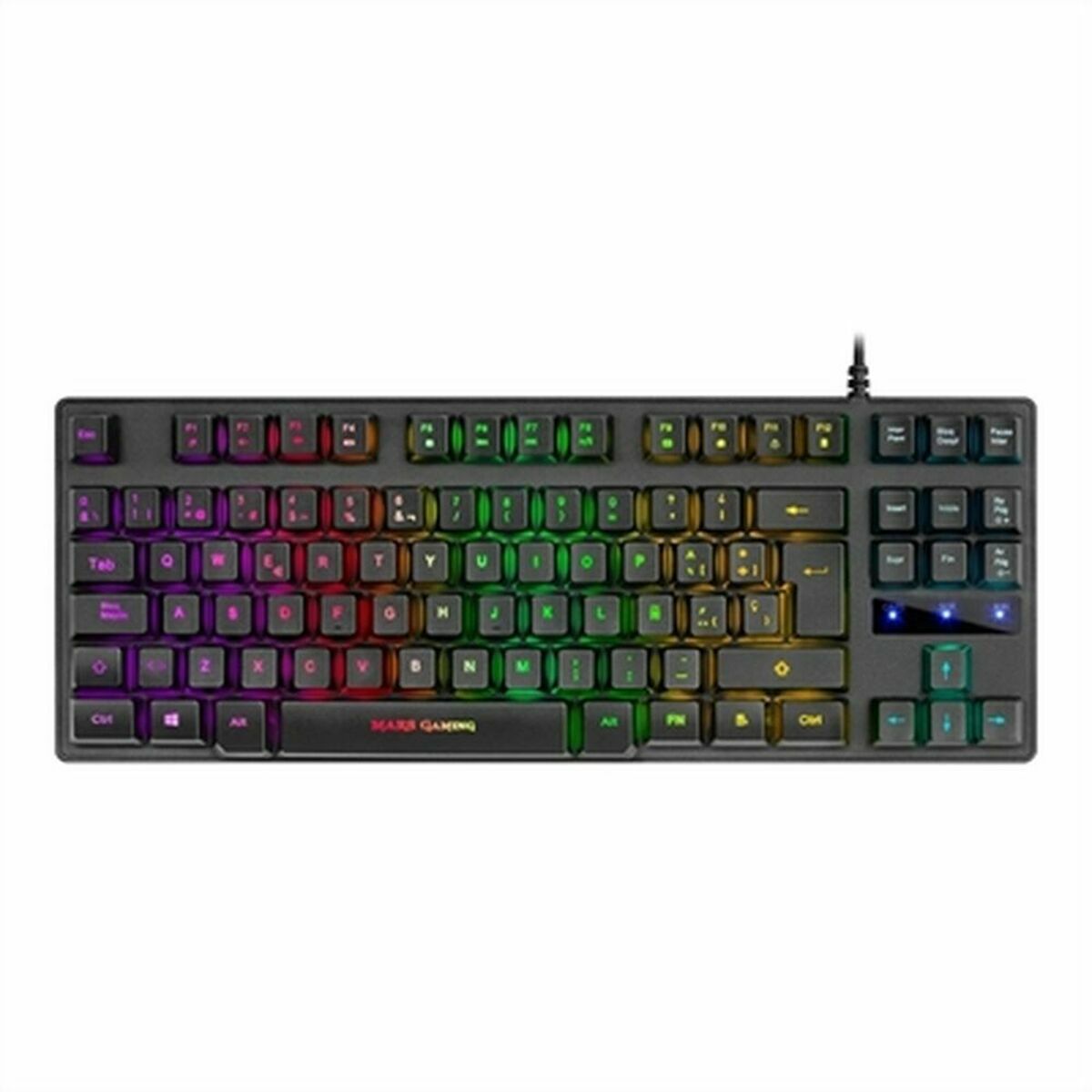 Clavier pour jeu Mars Gaming MKTKLES Espagnol Qwerty Noir LED RGB