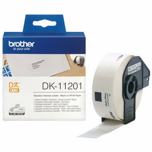 Drucker-Etiketten Brother DK11201 29 x 90 mm Weiß Schwarz