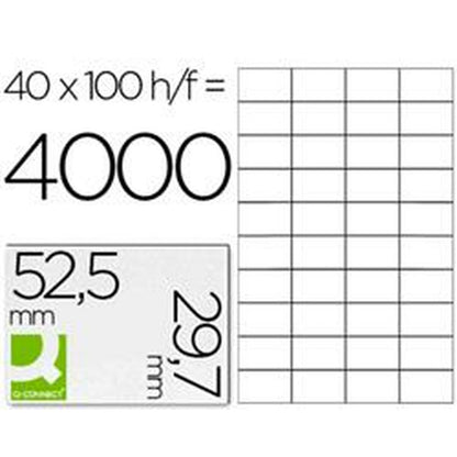 Étiquettes adhésives Q-Connect KF00574 Blanc 100 Volets 52,5 x 29,7 mm 40 Etisuettes