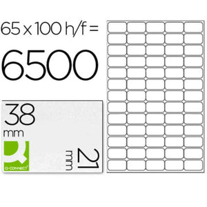 Étiquettes adhésives Q-Connect KF01581 Blanc 100 Volets 38 x 21 mm 65 Etisuettes