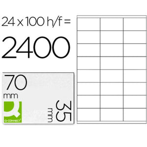 Klebeetiketten Q-Connect KF10645 Weiß 100 Blatt 70 x 35 mm