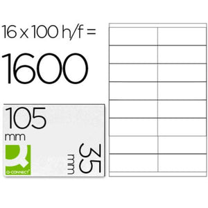 Klebeetiketten Q-Connect KF10653 Weiß 100 Blatt 105 x 35 mm