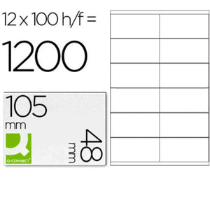 Klebeetiketten Q-Connect KF10657 Weiß 100 Blatt 105 x 48 mm