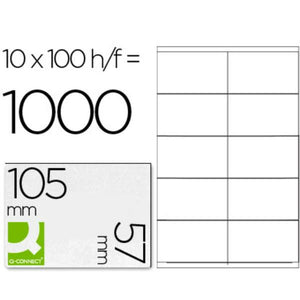 Klebeetiketten Q-Connect KF10658 Weiß 100 Blatt 105 x 57 mm