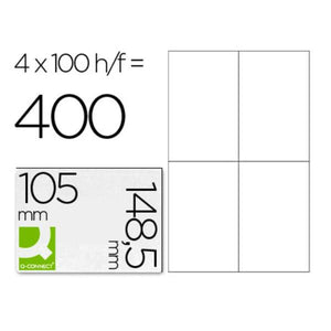 Klebeetiketten Q-Connect KF10660 Weiß 100 Blatt 105 x 148 mm