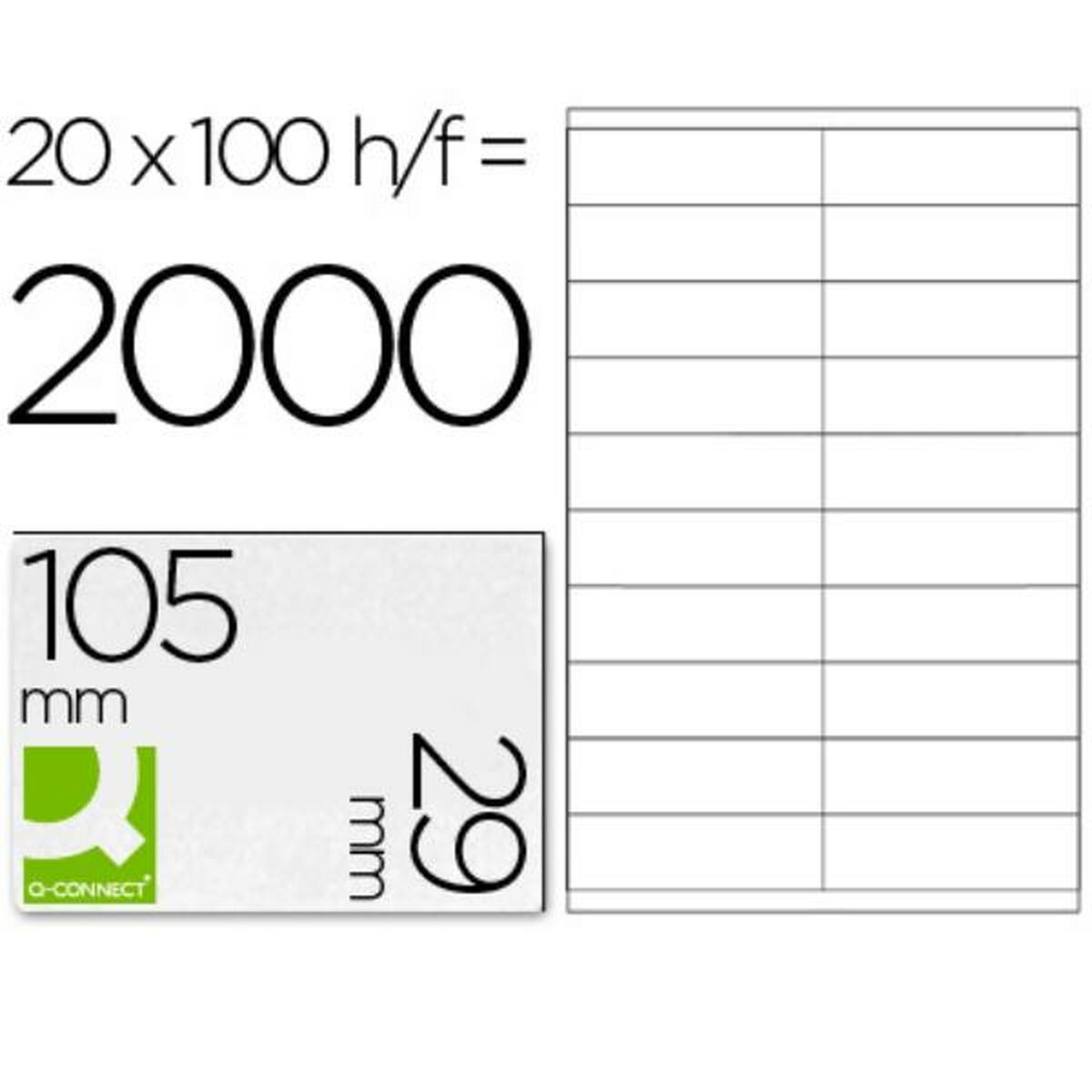 Adhesive labels Q-Connect KF26093 White 100 Sheets 105 x 29 mm