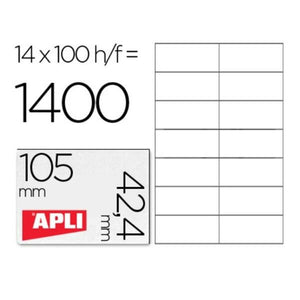 Adhesive labels Apli 01277 White 100 Sheets 105 x 42,4 mm