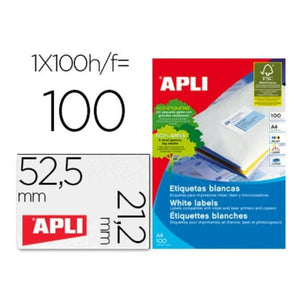 Adhesive labels Apli 100 Sheets 52,5 x 21,2 mm White