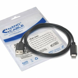 USB A to USB C Cable NANOCABLE 10.01.2102 Black 2 m