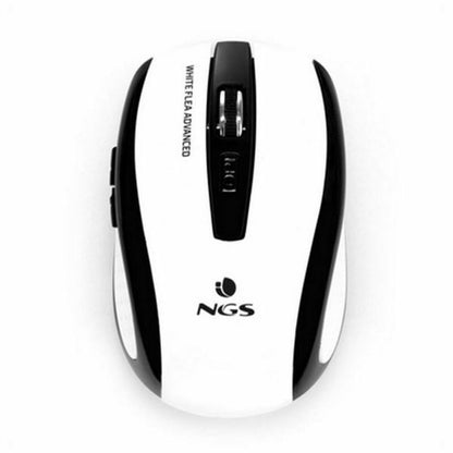 Drahtlose optische Maus NGS White Flea Advanced 800/1600 dpi Weiß/Schwarz Weiß Schwarz/Weiß (1 Stück)