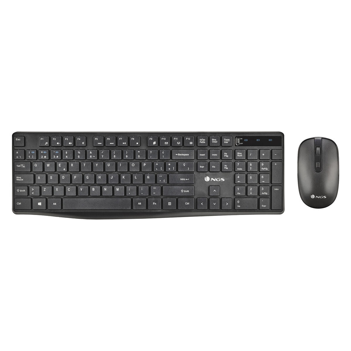 Clavier et souris sans fil NGS NGS-KEYBOARD-0381 Noir Espagnol Qwerty QWERTY