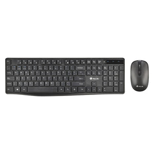 Tastatur mit Drahtloser Maus NGS NGS-KEYBOARD-0381 Schwarz Qwerty Spanisch QWERTY