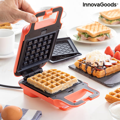 2-in-1 Waffle and Sandwich Maker with Recipes InnovaGoods Wafflicher (Refurbished A)