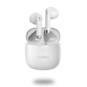 Headphones with Microphone CoolBox COO-AUB-TWS01 White