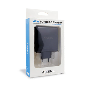 Chargeur Voiture Mur Aisens ASCH-2PD30QC-BK 48 W Noir USB-C