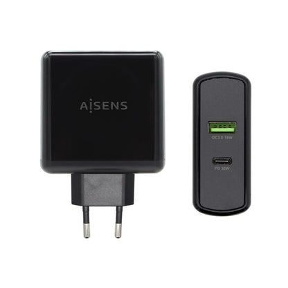 USB-Ladegerät für die Wand Aisens ASCH-2PD30QC-BK 48 W Schwarz USB-C