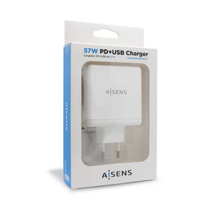 USB-Ladegerät für die Wand Aisens ASCH-2PD45A-W 57 W Weiß USB-C