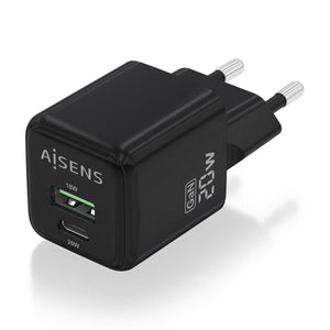 Wandladegerät Aisens ASCH-20W2P011-BK 20 W Schwarz (1 Stück)