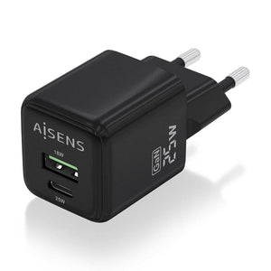 Wandladegerät Aisens ASCH-25W2P015-BK Schwarz 25 W (1 Stück)