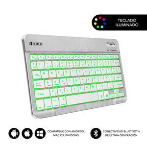 Clavier Bluetooth avec Support pour Tablette Subblim SUB-KBT-SMBL30 Multicouleur Argenté Espagnol Qwerty QWERTY