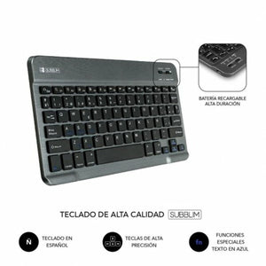 Bluetooth-Tastatur für Tablet Subblim SUBKT3-BTL200 Schwarz Qwerty Spanisch