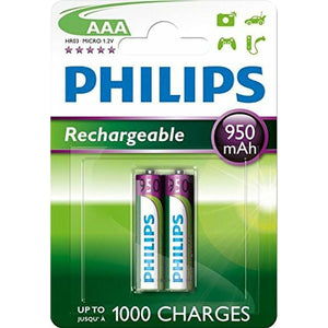 Piles Rechargeables Philips R03B2A95/10 1,2 V 2 AAA (2 Unités)