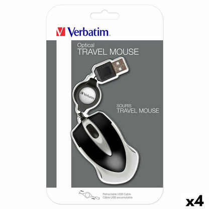 Mini Optical Mouse Verbatim Go Mini Black (4 Units)