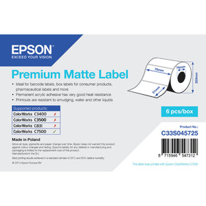 Printer Labels Epson C33S045725 76 x 51 mm White (1 Unit)