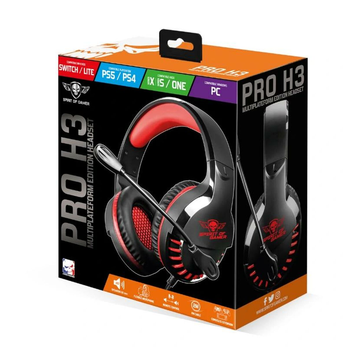 Headphone with Microphone Spirit of Gamer Pro H3 Orange Black/Orange