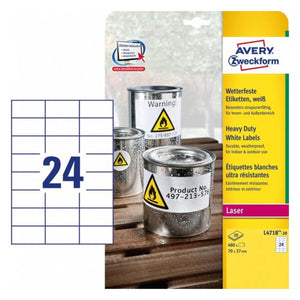 Klebeetiketten Avery 20 Bettlaken Weiß 70 x 37 mm