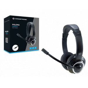 Headphones with Microphone Conceptronic POLONA02B Black