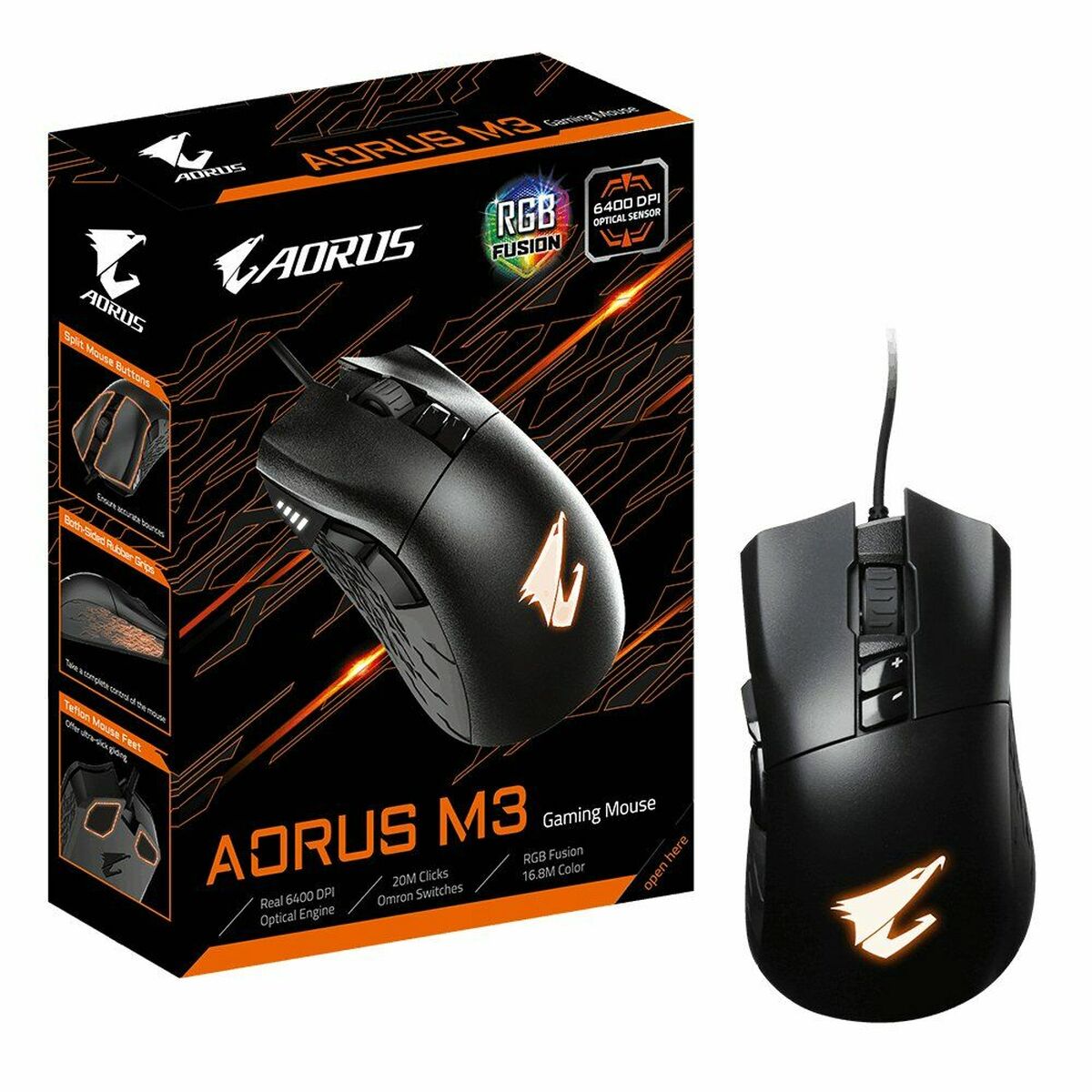 Mouse Gigabyte AORUS M3 6400 DPI Schwarz