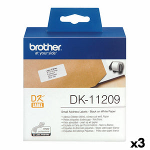 Etiquettes pour Imprimante Brother DK-11209 Noir/Blanc 62 x 29 mm (3 Unités)