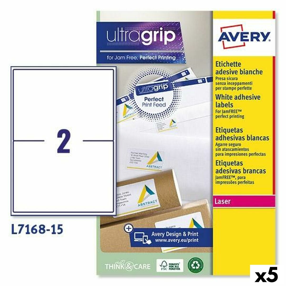 Drucker-Etiketten Avery L7168 Weiß 15 Bettlaken 199,6 x 143,5 mm (5 Stück)