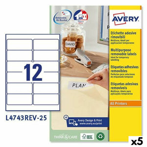 Etiquettes pour Imprimante Avery L4743REV Blanc 25 Volets 99,1 x 42,3 mm (5 Unités)