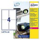 Printer Labels Avery L4774 White 20 Sheets 99,1 x 139 mm (5 Units)