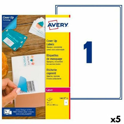 Drucker-Etiketten Avery L4610 Weiß 25 Bettlaken 199,6 x 289,1 mm (5 Stück)