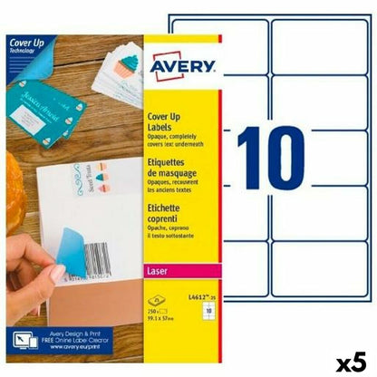 Drucker-Etiketten Avery L4612 Weiß 25 Bettlaken 99,1 x 57 mm (5 Stück)