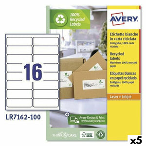 Drucker-Etiketten Avery LR7162 Weiß 100 Bettlaken 99,1 x 33,9 mm (5 Stück)