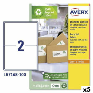 Drucker-Etiketten Avery LR7168 Weiß 100 Bettlaken 199,6 x 143,5 mm (5 Stück)