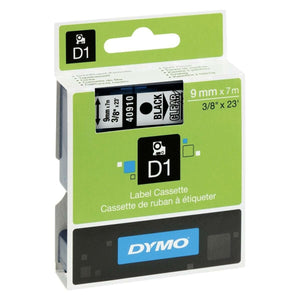 Laminated Tape for Labelling Machines Dymo D1 40910 9 mm LabelManager™ Transparent Black (5 Units)