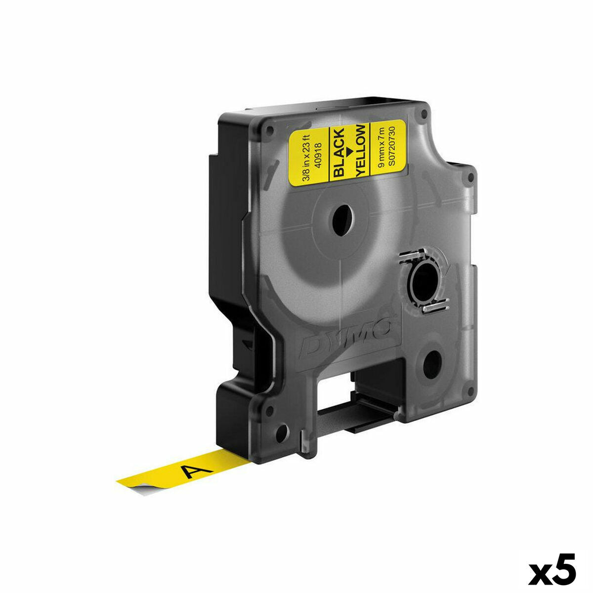 Ruban Laminé pour Etiqueteuses Dymo D1 40918 9 mm LabelManager™ Noir Jaune (5 Unités)