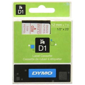 Ruban Laminé pour Etiqueteuses Dymo D1 45012 12 mm LabelManager™ Transparent Rouge Noir (5 Unités)