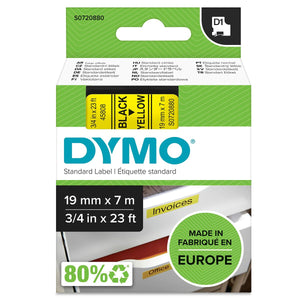 Ruban Laminé pour Etiqueteuses Dymo D1-19 45808 LabelManager™ Noir Jaune (5 Unités)