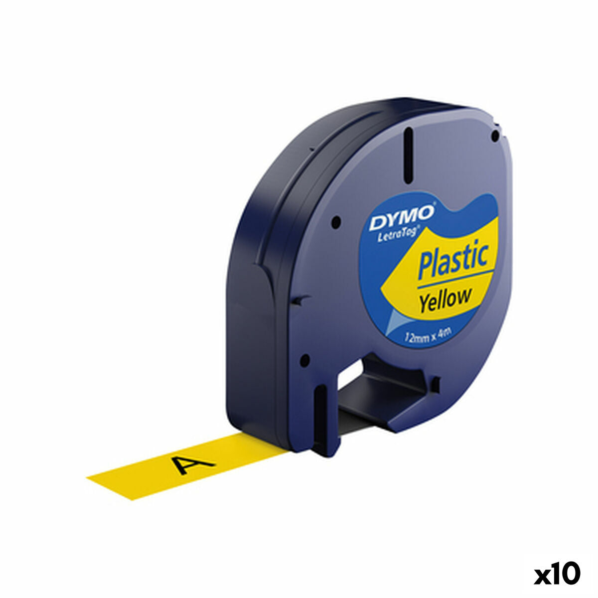 Ruban Laminé pour Etiqueteuses Dymo 91202 12 mm LetraTag® Noir Jaune (10 Unités)