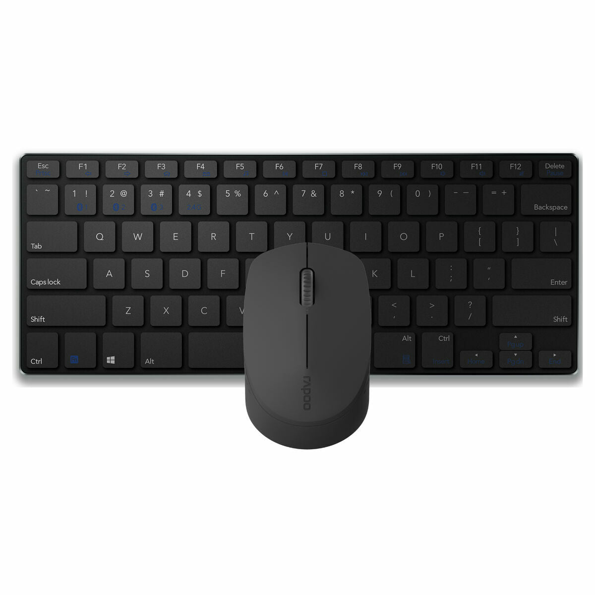 Tastatur mit Drahtloser Maus Rapoo 00192077 Schwarz Schwarz/Silberfarben