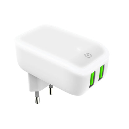 Battery charger Celly TC2USBLEDWH White