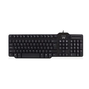 Keyboard with Reader Ewent EW3252 DNI Black Spanish Qwerty QWERTY